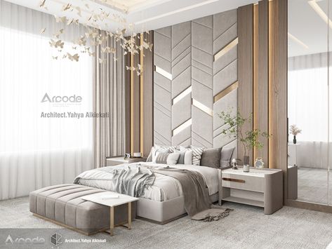 Master bedroom on Behance Ezra 1, Sleeping Room Design, Living Room And Bedroom Combo, Classic House Interior Design, Villa Entrance, Hotel Room Design, Flat Photo, Luxury Bedroom Design, Bed Design Modern