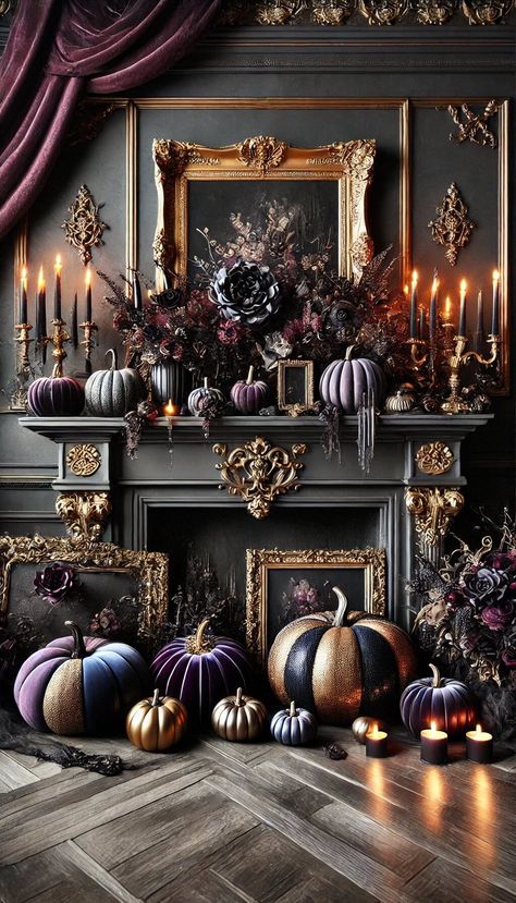 20 Spooky Halloween Mantel Decorations to Transform Your Home 33 Goth Fireplace Decor, Halloween Fireplace Ideas, Witchy Mantle Decor, Spooky Mantle Decor, Halloween Mantel Decorations, Halloween Mantel Decorating Ideas, Halloween Mantle Ideas, Witchy Dollhouse, Halloween Fireplace Decor