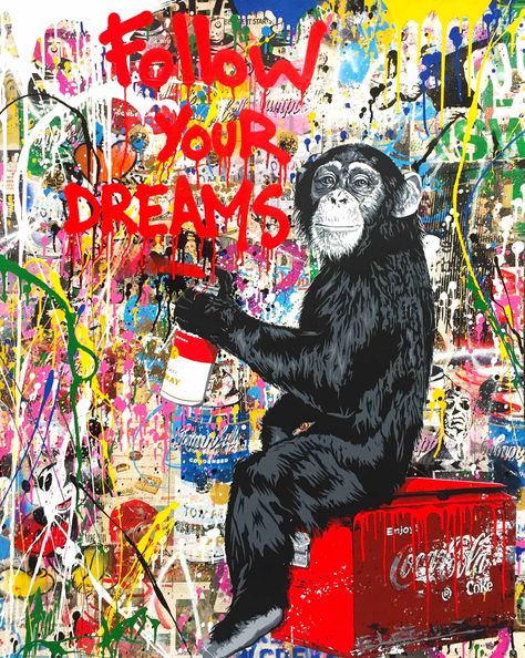 Mr. Brainwash Everyday Life (50 x 38) - Denis Bloch Fine Art Gallery Art Du Collage, Tableau Pop Art, Animal Canvas Art, Banksy Graffiti, Banksy Canvas, Street Graffiti, Follow Your Dreams, Pop Art Print, Animal Canvas