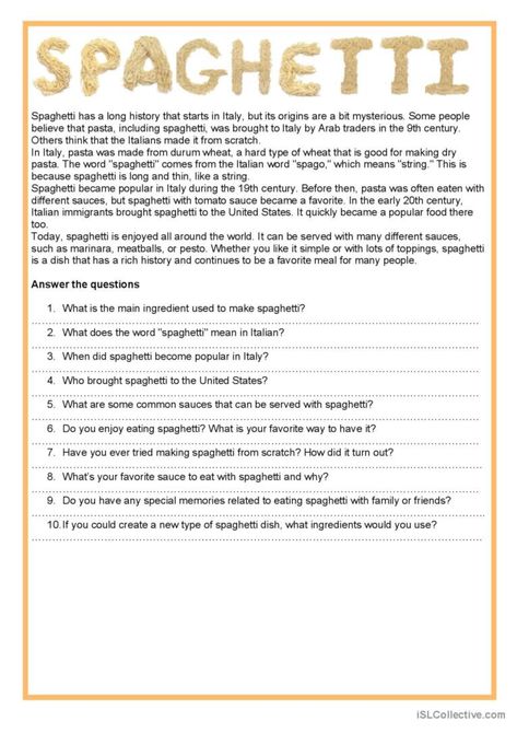 This worksheet is for adults and high school, level B1 students. The students read the text and answer true or false questions. There are also open questions that students have to answer. The text should also introduce a debate about the subject. Open Questions, True Or False Questions, True Or False, Italian Words, Drying Pasta, Easy Reading, Esl Worksheets, Student Reading, The Text