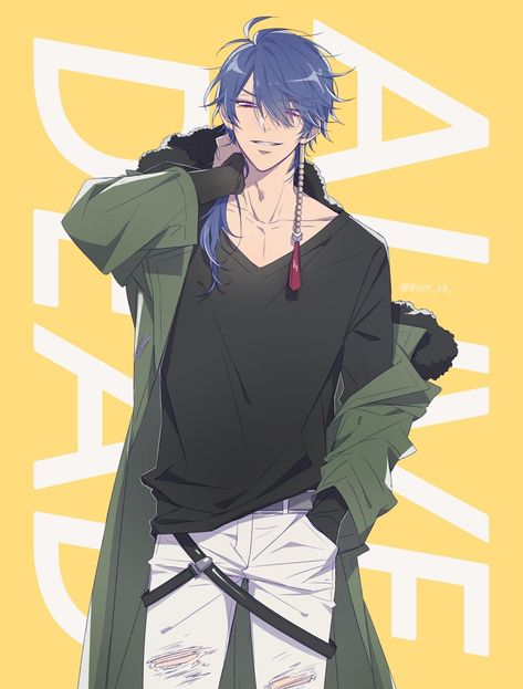 Hand On Neck, Arisugawa Dice, Dice Arisugawa, Anime Blue Hair, Fling Posse, Hypnosis Mic, Rap Battle, Anime Hair, Anime Oc