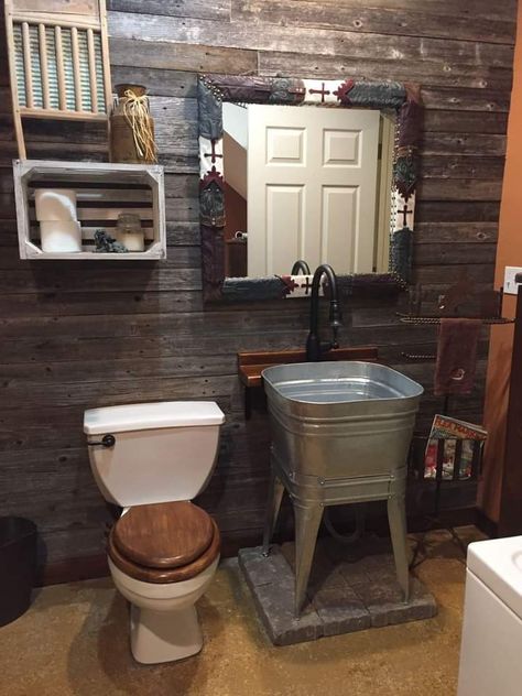 Poolhouse Bathrooms, Bar Bathroom Ideas, Barn Bathroom Ideas, Wash Tub Sink, Barn Wood Accent Wall, Laundry Room Upgrade, Basement Vibes, Rustic Bathroom Remodel, Barn Bathroom