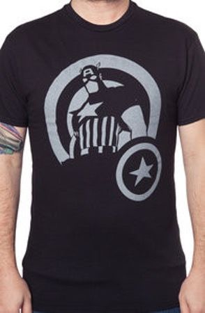 Captain America Silhouette T-Shirt Spider Man Deadpool, Venom Wolverine, Captain America Tshirt, Captain America Iron Man, Superhero Shirt, Marvel Shirt, Man Black, Custom Clothing, Iron Fist