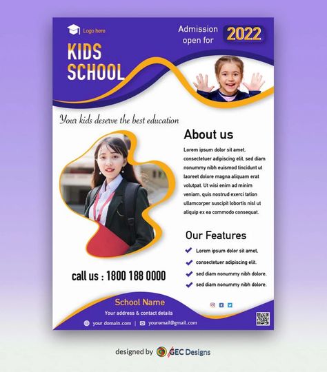 School Flyer, Media Poster, What Is Seo, Admission Open, Summer Camps For Kids, Custom Banner, Graphic Design Ads, School Admissions, Social Media Poster