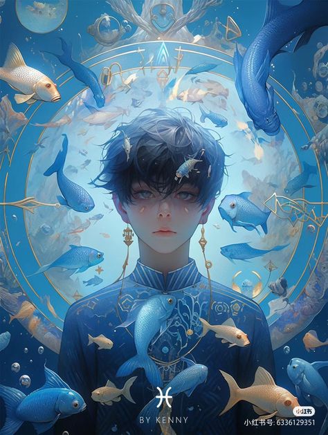 Puzzle Ideas, Pisces And Scorpio, Anime Zodiac, Cool Anime Backgrounds, 12 Signs, Boy Character, Bottle Charms, Sagittarius And Capricorn, Zodiac Art