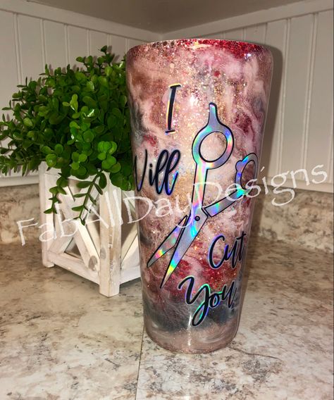 Hairstylist Tumbler Ideas, Hairstylist Humor, Epoxy Tumbler, Resin Tumblers, Epoxy Tumblers, Custom Tumbler Cups, Tumbler Ideas, Hair Dresser, Custom Tumbler