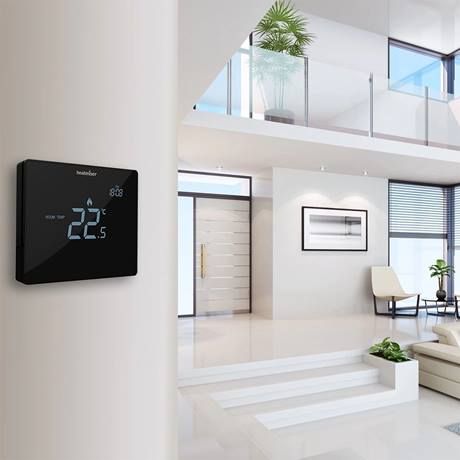 Heatmiser Touchscreen Thermostat - Heatmiser Touch Carbon Iot Security, Energy Efficient Appliances, Smart Thermostats, Smart Lock, Touch Screen Display, Home Automation, Motion Sensor, Heating Systems, Open Plan