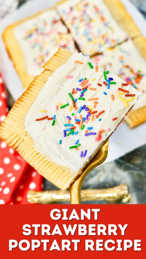 Give your kids a BIG treat with our giant Strawberry Poptart recipe. PLUS check out these other fun poptart flavors to make! Poptart Flavors, Strawberry Poptart, Pop Tart Recipe, Strawberry Pop, Poptart Recipe, Strawberry Pop Tart, Giant Strawberry, Scones Easy, Pop Tart