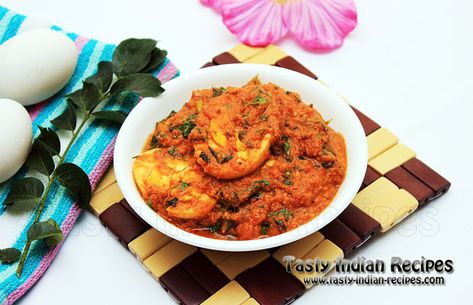 Egg Vindaloo Recipe Egg Vindaloo, Soy Free Desserts, Vindaloo Recipe, Mutton Curry Recipe, Flavorful Shrimp, Mutton Curry, Goan Recipes, Egg Curry, Vindaloo