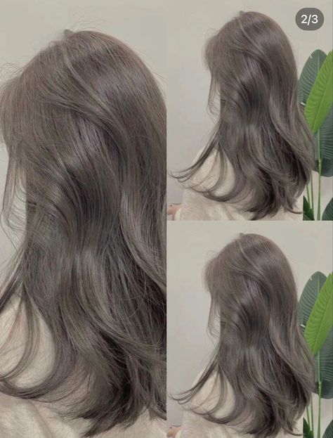 Grey Korean Hair, Brown Ash Grey Hair, Beige Grey Hair Color, Cool Grey Hair Color, Deep Ash Grey Hair, Ash Taupe Gray Hair Color, Milky Ash Brown Hair, Pretty Grey Hair, Brownish Gray Hair