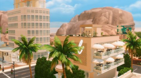 (CC List + Links)    World Map: Oasis Springs    Area: Mirage Canyon (Rattlesnake Juice)    Lot Size: 30 x 20    Gallery ID: Simstorian-ish    Sims 4 Packs Used    City Living    Desert Luxe Kit    Dine Out    Dream H… Sims 4 Oasis Springs, Sims 4 Packs, Balcony Tables, Oasis Springs, Pantry Room, Garden Tiles, Sims 4 Build, Island Living, Plaster Walls