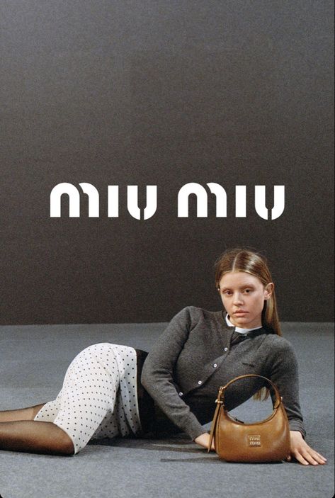 Miu Miu Advertising, Miu Miu Poster, Mia Goth Miu Miu, Miu Miu Photoshoot, Miu Miu Editorial, Miu Miu Campaign, Body Suit Photoshoot, Miu Miu Logo, Debut Photoshoot