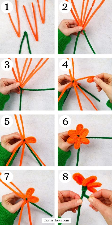 Pipe Cleaner Projects, Pipe Cleaner Art, Clean Flowers, Easy Fathers Day Craft, Pipe Cleaner Flowers, Rose Crafts, Diy Pipe, Pipe Cleaner Crafts, Easy Paper Flowers