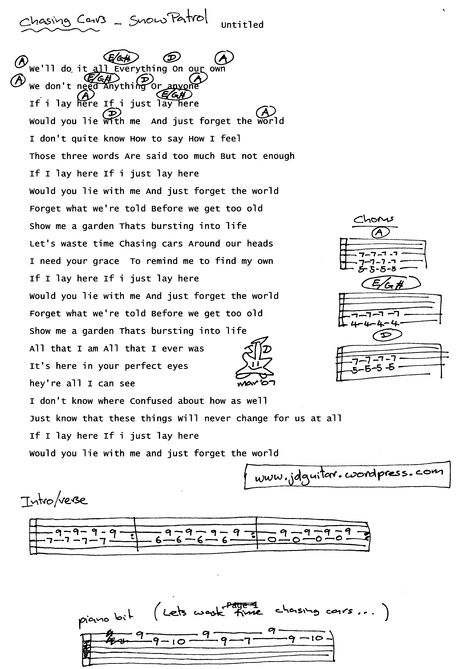 We'll do it All.  Everything. On our own. Chasing Cars Guitar, Chasing Cars Lyrics, Snow Patrol Chasing Cars, Chords For Guitar, Guitar Easy, Guitar Tabs Acoustic, Roller Bottle Blends, Lyrics Tattoo, Chasing Cars