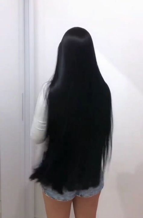 Long Thick Silky Hair, Long Black Silky Hair, Long Japanese Hair, Black Long Hair Aesthetic, Long Black Hair Aesthetic, Long Thick Black Hair, Black Shiny Hair, Silky Black Hair, Long Straight Black Hair