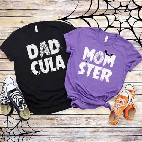 Cricut Clothing, Halloween Shirt Design, Halloween Tee Shirts, Cricut Shirts, Fall Shirts Women, Fun Shirts, Cricut Halloween, Halloween Graphic Tees, Matching Halloween