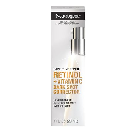 Neutrogena Rapid Tone Repair Retinol + Vitamin C Dark Spot Corrector Face Serum, Daily Anti-Wrinkle Dark Spot Corrector to Brighten & Even Tone, Mineral-Oil & Dye-Free, White, 1 oz Retinol And Vitamin C, Retinol Vitamin C, Regular Skin Care Routine, Lightening Serum, Flaking Skin, Wrinkle Repair, Fine Wrinkles, Dark Spot Corrector, Brighten Skin Tone