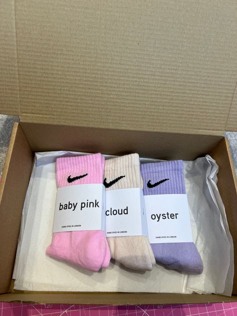 Brand new Nike crew socks hand dyed Size 2-4 5-8 and 8-11 uk sizes Colored Nike Socks, Nike Crew Socks, Aesthetic Socks, School Wishlist, Swift Quotes, Crochet Coffee Cozy, Crochet Coffee, Fav Products, Nike Backpack