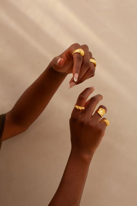 THE STOOL Ring Ring Photoshoot, African Gold, Jewellery Photography Inspiration, Ring Photography, Jewelry Product Shots, Creative Jewelry Photography, Jewelry Photoshoot, Gold Aesthetic, Hot Jewelry