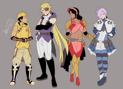 RWBY OCs - Team GOLD - Redesigns by mangarainbow Rwby Characters Design, Rwby Oc, Rwby Characters, Oc Design, Rwby Anime, Characters Design, Comic Character, Rwby, Fantasy Creatures