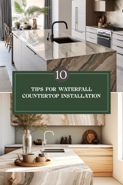 Thinking about installing a waterfall countertop? Get ready to elevate your space with our 10 essential tips! This detailed guide covers everything from choosing the right materials to prepping your installation area for a stunning granite finish. Whether you're a DIY enthusiast or hiring a pro, these considerations can help avoid common mistakes and ensure a smooth installation process. Your dream kitchen or bathroom is waiting. Let’s make it a reality together! Discover how stunning waterfall countertops can transform your home! Waterfall Countertop, How To Install Countertops, Online Interior Design, Countertop Materials, World Of Interiors, Furniture Arrangement, Dream Kitchen, Concept Design, Countertops