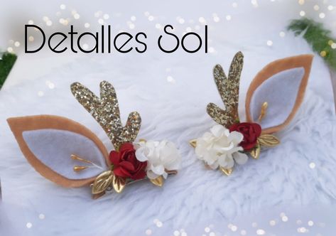 Prensas de cuernos de reno. Handmade Accessories Ideas, Diy Leather Bows, Felt Hair Accessories, Diy Hair Accessories Ribbon, Christmas Hair Accessories, Handmade Christmas Crafts, Christmas Hair Bows, Handmade Hair Bows, Diy Hair Bows