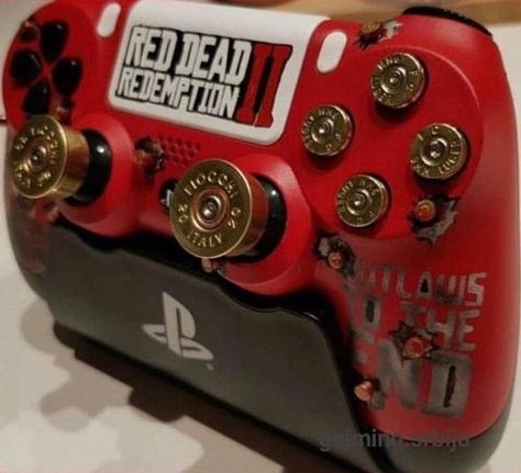 Ps4 Custom Controller, Cool Ps4 Controllers, Ps4 Controller Custom, Custom Xbox, Custom Consoles, Playstation Controller, Red Dead Redemption Ii, Video Game Room Design, Controller Design