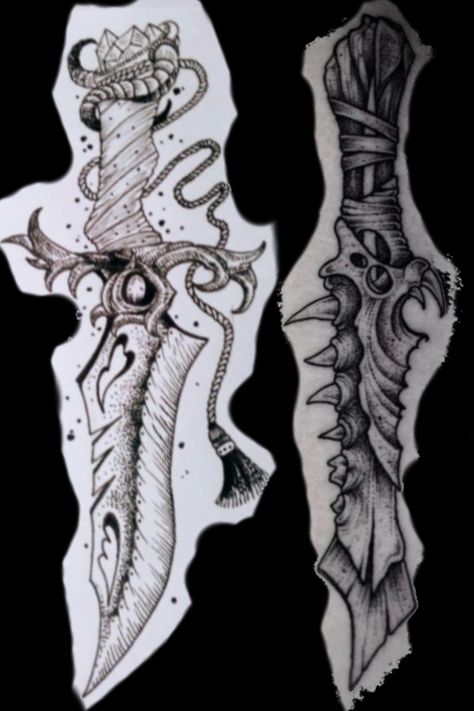 Hunting Knife Tattoo, Knives Tattoo, Knife Tattoo, Hunting Art, Dark Art Tattoo, Dark Tattoo, Sharp Objects, Tattoo Inspo, Hunting Knife