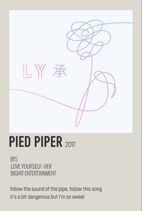 Pied Piper Bts Lyrics, Bts Pied Piper, Pied Piper Bts, Song Polaroid, Bts Design, Poster Bts, Song Posters, Bts Poster, Printable Wall Collage