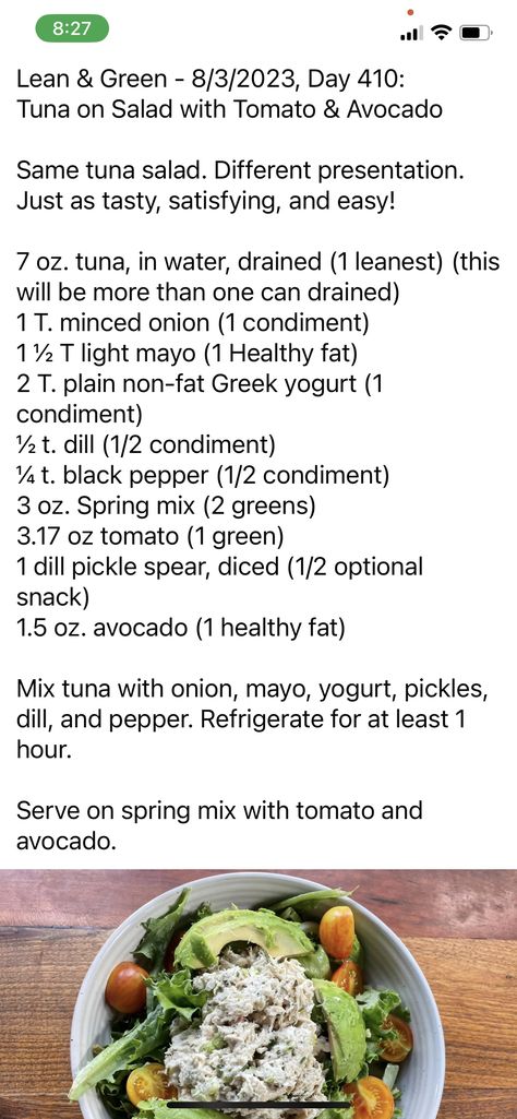 Can Tuna Recipes, Can Tuna, Optivia Recipes, Lean Green Meals, Optavia Lean And Green, Green Meals, Optavia Recipes, Lean And Green Meals, Spring Mix