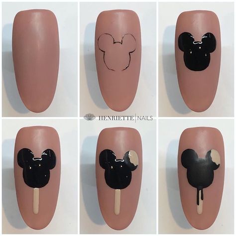 Nail Art Step By Step, Mouse Nail Art, Mickey Mouse Nail Art, Art Step By Step, Mickey Mouse Nails, Mickey Nails, Light Elegance, Disney Nails, Nails Nailart