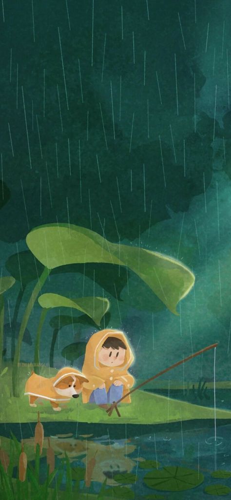 Rainy Drawing Aesthetic, Rainy Drawing, Kang Ha Neul Moon Lovers, Rainy Day Wallpaper, Border Ideas, Drawing Aesthetic, Happy Wallpaper, Room Color, Moon Lovers