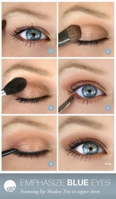 Makeup for Blue Eyes - glo minerals Eyeshadow For Blue Eyes, Natural Eyeshadow, Hooded Eye Makeup, Beauty Make-up, How To Apply Eyeshadow, Makijaż Smokey Eye, Eye Makeup Tips, Natural Eyes, Natural Eye Makeup