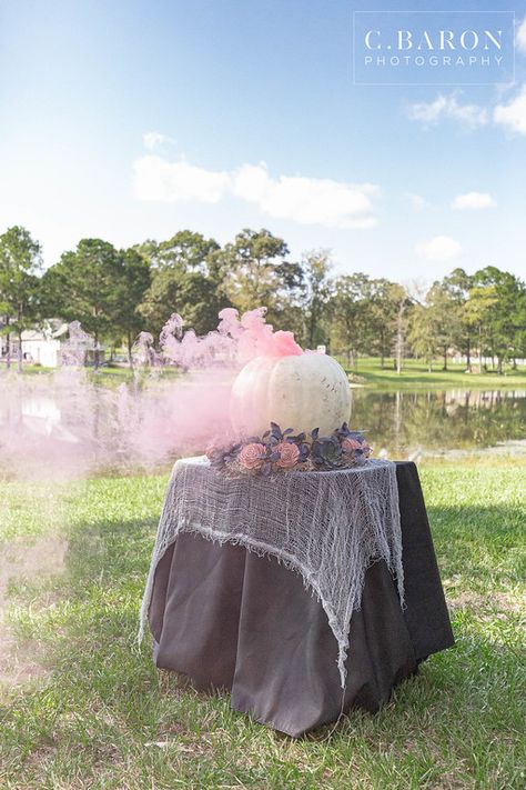 Couldren Gender Reveal, Spooky Gender Reveal Decorations, Gender Reveal Witches Brew, Gender Reveal Ideas Witch, Disney Halloween Gender Reveal, Witch Gender Reveal Ideas, Gender Reveal Ideas Thanksgiving Theme, Cauldron Gender Reveal How To, Spooky Themed Gender Reveal