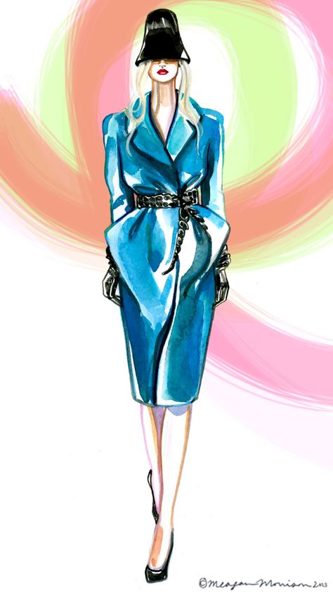 Oscar de la Renta fab sketch Plush Ideas, Fashion Sketchbook, Blue Coat, Fashion Illustration Sketches, Illustration Fashion Design, Illustration Fashion, Fashion Art Illustration, Fashion Illustrator, Illustration Sketches