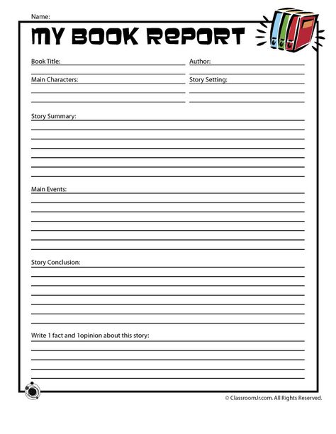 Easy Book Report Form for Young Readers | Woo! Jr. Kids Activities Book Report Template Middle School, My Book Report, Biography Book Report Template, Biography Book Report, Second Grade Books, 5th Grade Books, Book Report Template, 4th Grade Books, 2nd Grade Books