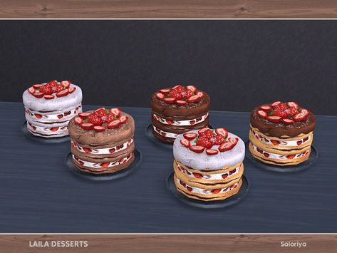 Desserts Cake, Sims 4 Anime, Sims 4 Clutter, 4th Birthday Cakes, Dessert Set, Dessert Decoration, Bakery Cakes, Star Decorations, Sims 4 Cc