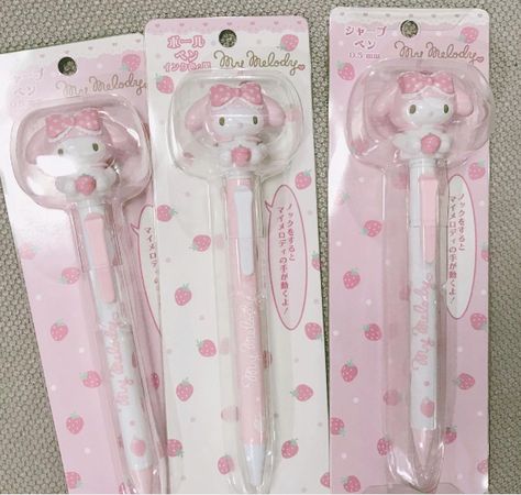 Kawaii School Supplies, Hello Kitty Aesthetic, Kawaii Core, Cute Stationary, Cute Pens, Hello Kitty My Melody, Cute School Supplies, Rose Pastel, Kawaii Room