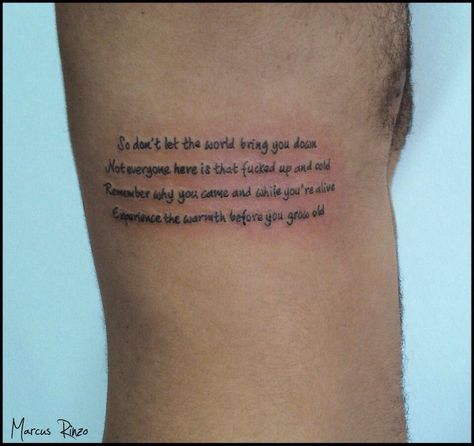 Rap Lyrics Tattoo, Caamp Lyric Tattoos, Lyrics Tattoo, Lyric Tattoos, Rap Lyrics, Tattoos For Women, Tattoo Quotes, Tattoo Ideas, Rap