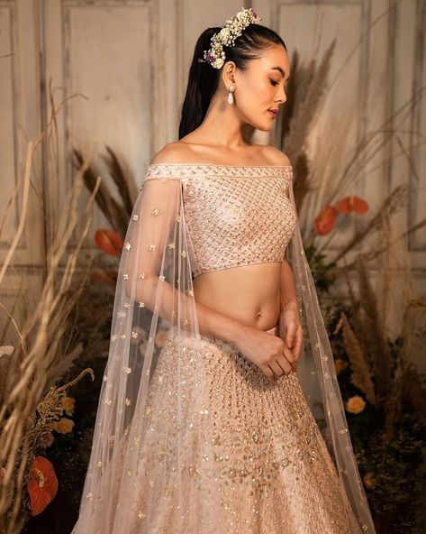 Chameeandpalak (@chameeandpalak) • Instagram photos and videos Off Shoulder Blouse Lehenga, Light Pink Lehenga, Off Shoulder Lehenga, Lehenga Pink, Blouse Lehenga, Pink Lehenga, Embroidered Lehenga, Lehenga Blouse, Color Light Pink