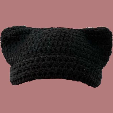 Black Cat Beanie, Crochet Black Cat, Crochet Cat Beanie, Cat Hats, Cap Crochet, Crochet Black, Cat Beanie, Patterns Ideas, Learn How To Crochet