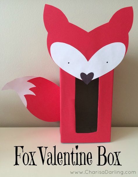 Fox Valentine Box | Charisa Darling Fox Valentine, Girls Valentines Boxes, Valentine Boxes For School, Diy Valentines Box, Kids Valentine Boxes, Pinterest Valentines, Roses Valentine, Valentine Card Box, Valentine Mailbox