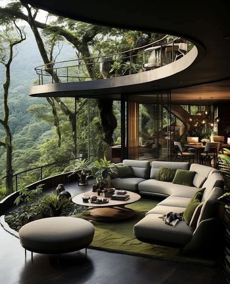 Jungle House, Outdoor Sitting Area, Luxury Homes Dream Houses, Forest House, Dream House Interior, Futurism, Dream House Exterior, A Living Room, Design Case