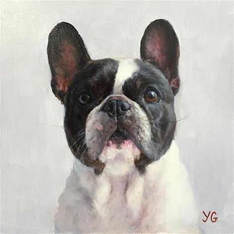 Daily Paintworks - "Bella. Oil dog portrait " - Original Fine Art for Sale - © Yana Golikova Golden Retriever Painting, French Bulldog Painting, Painted Dogs, Golden Retriever Art, Pet Paintings, Bulldog Christmas, French Bulldog Art, Paint Your Pet, Artwork Inspiration