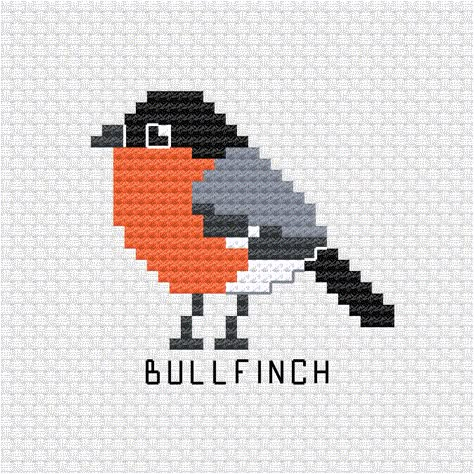 This cute little bullfinch bird is the latest addition to the bird cross stitch pdf pattern series I am building up for my patrons. Bullfinch cross stitch pdf pattern - Ringcat Cross Stitch Birds Pattern, Bird Pixel Art, Bullfinch Bird, Cross Stitch Birds, Pixel Art Animals, Bird Cross Stitch Pattern, Bird Cross Stitch, Weaving Loom Diy, Tiny Cross Stitch