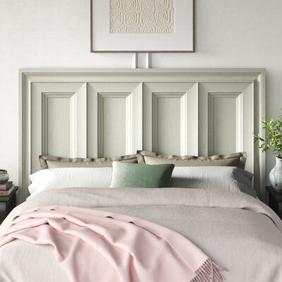 Adding this headboard to your bed is a great way to update your bedroom while also doubling as a handy touch that keeps your pillows from sliding between your mattress and the wall. This headboard features a clean-lined silhouette and panel design with a weathered finish and molded accents, making it ideal for a traditional look in styles from French country to coastal. Crafted from solid wood, this piece is designed to be mounted to your bed frame and includes a standard frame attachment. Hand- White Upholstered Bed Frame, White Leather Bed Frame, White Wooden Headboard, White Metal Headboard, White Tufted Bed, White Twin Headboard, White Upholstered Headboard, White Leather Bed, White Upholstered Bed