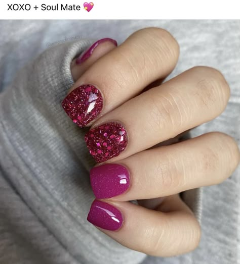 Powder Dipped Nails Short, Valentine Powder Dip Nails, Valentines Dipped Nails, Valentines Dip Powder Nails, Dip Polish, Mixed Mani, 2024 Nails, Valentine Nails, Dip Nails