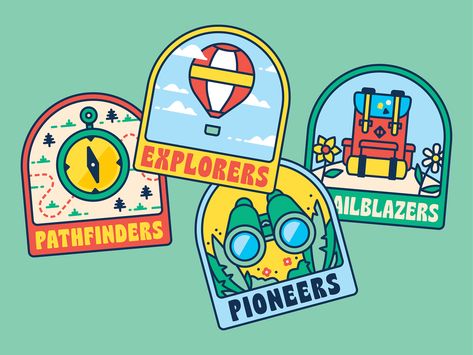 Scout Badges for the Kids by brian hurst on Dribbble Scout Badges, Directory Design, Design Jobs, Badge Design, Travel Design, Job Opening, Design Assets, Girl Scouts, Kids Design