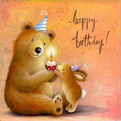 Happy Birthday Greetings Card, Happy Birthday For Her, Happy Birthday Bear, Happy Birthday Illustration, Happy Birthday Wishes Messages, Happy Birthday Art, Cute Happy Birthday, Birthday Illustration, Happy Birthday Celebration