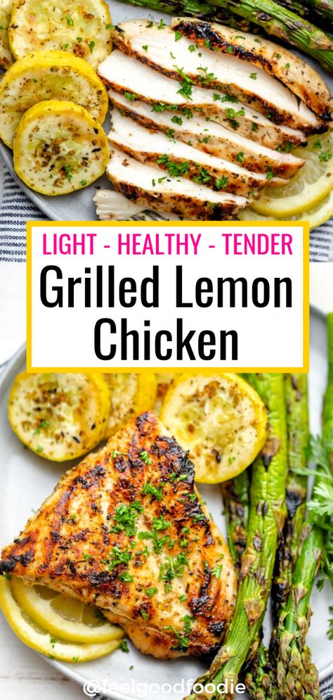 Grilled Lemon Chicken, Grilled Lemon, Resep Seafood, Plats Healthy, Healthy Grilling, Resep Diet, Health Dinner, Grilled Chicken Recipes, Good Eat